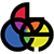 The letters B, A, C stylized to each look like part of a circle. The three letters overlap such that their overlapping regions form a triquetra. The outer circular areas are colored red, blue and yellow, the overlapping areas of these colored circles form the secondary mixed colors (purple, green, orange), and at the center where all of them overlap there is a rainbow.